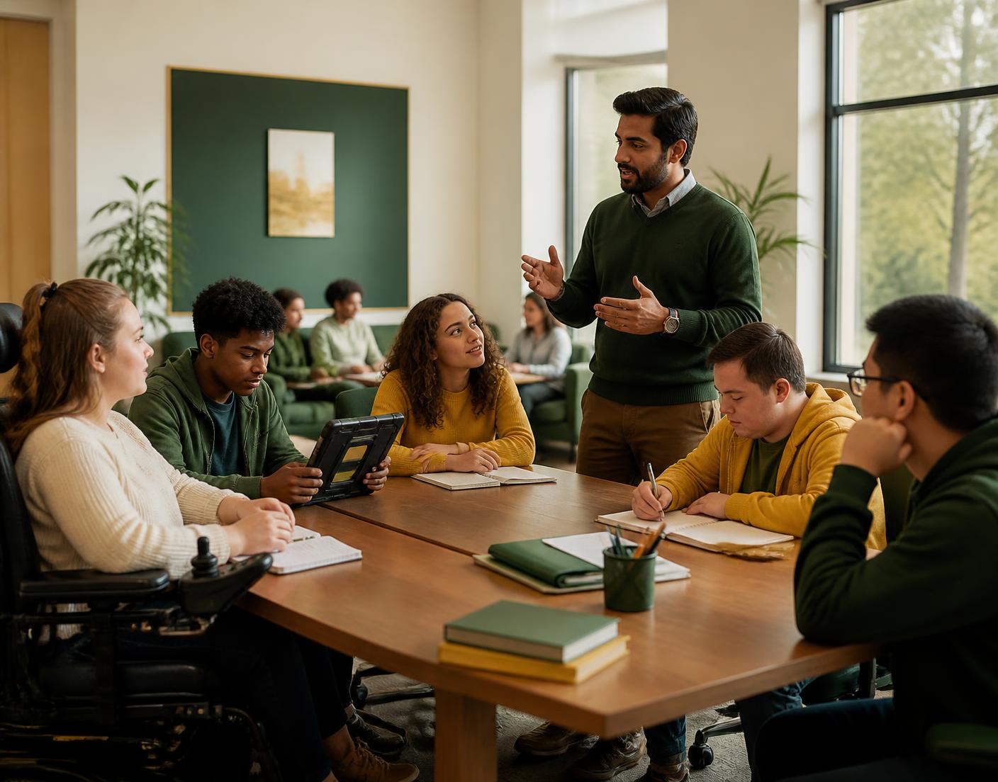 Students in a morning seminar with an instructor