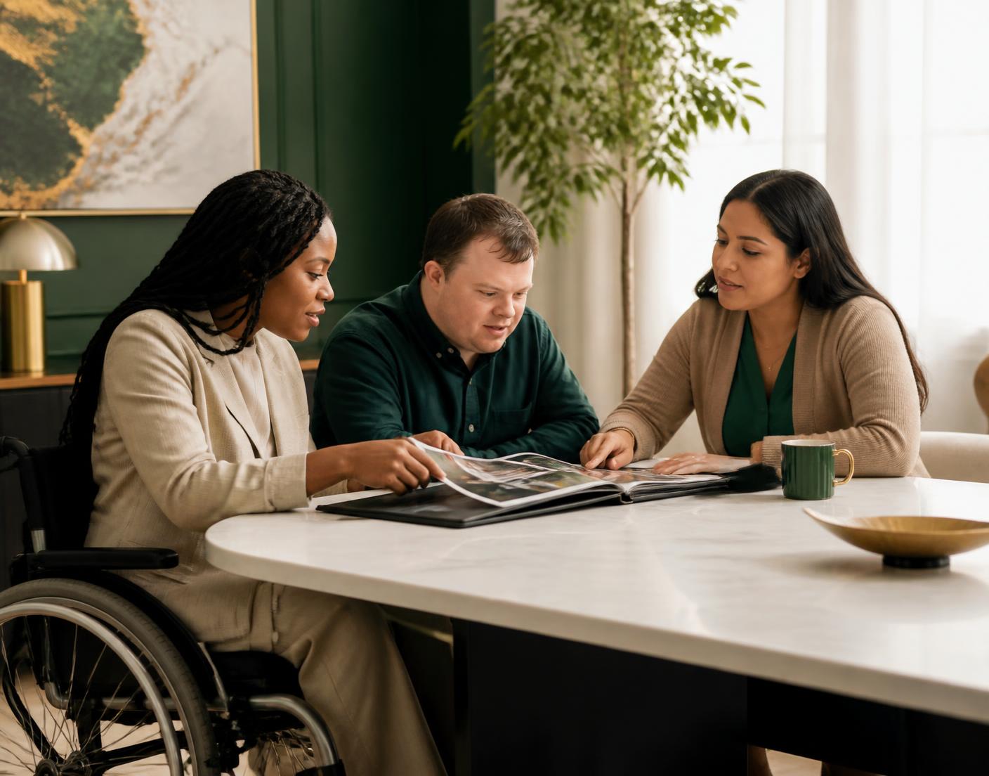 Two young adults reviewing a professional portfolio together